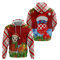 Croatia Christmas Hoodie with Dalmatian Dog Presents and Red Plaid Holiday - Wonder Print Shop