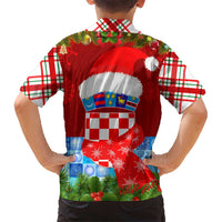 Croatia Christmas Kid Hawaiian Shirt with Dalmatian Dog Presents and Red Plaid Holiday - Wonder Print Shop