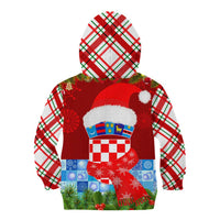 Croatia Christmas Kid Hoodie with Dalmatian Dog Presents and Red Plaid Holiday - Wonder Print Shop