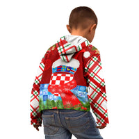Croatia Christmas Kid Hoodie with Dalmatian Dog Presents and Red Plaid Holiday - Wonder Print Shop