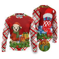 Croatia Christmas Ugly Christmas Sweater with Dalmatian Dog Presents and Red Plaid Holiday - Wonder Print Shop
