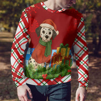 Croatia Christmas Ugly Christmas Sweater with Dalmatian Dog Presents and Red Plaid Holiday - Wonder Print Shop