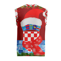 Croatia Christmas Knitted V-Neck Vest with Dalmatian Dog Presents and Red Plaid Holiday - Wonder Print Shop