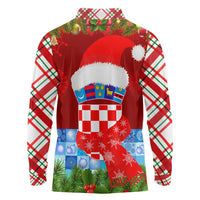 Croatia Christmas Long Sleeve Polo Shirt with Dalmatian Dog Presents and Red Plaid Holiday - Wonder Print Shop