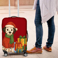 Croatia Christmas Luggage Cover with Dalmatian Dog Presents and Red Plaid Holiday - Wonder Print Shop