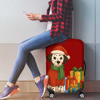 Croatia Christmas Luggage Cover with Dalmatian Dog Presents and Red Plaid Holiday - Wonder Print Shop
