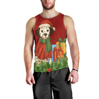 Croatia Christmas Men Tank Top with Dalmatian Dog Presents and Red Plaid Holiday - Wonder Print Shop