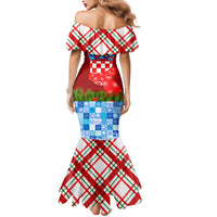 Croatia Christmas Mermaid Dress with Dalmatian Dog Presents and Red Plaid Holiday - Wonder Print Shop