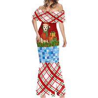 Croatia Christmas Mermaid Dress with Dalmatian Dog Presents and Red Plaid Holiday - Wonder Print Shop
