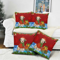 Croatia Christmas Pillow Cover with Dalmatian Dog Presents and Red Plaid Holiday - Wonder Print Shop