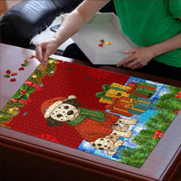 Croatia Christmas Puzzle with Dalmatian Dog Presents and Red Plaid Holiday - Wonder Print Shop