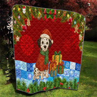 Croatia Christmas Quilt with Dalmatian Dog Presents and Red Plaid Holiday - Wonder Print Shop