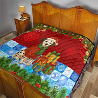 Croatia Christmas Quilt with Dalmatian Dog Presents and Red Plaid Holiday - Wonder Print Shop