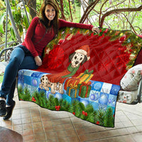 Croatia Christmas Quilt with Dalmatian Dog Presents and Red Plaid Holiday - Wonder Print Shop