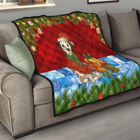 Croatia Christmas Quilt with Dalmatian Dog Presents and Red Plaid Holiday - Wonder Print Shop