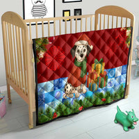 Croatia Christmas Quilt with Dalmatian Dog Presents and Red Plaid Holiday - Wonder Print Shop