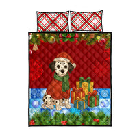 Croatia Christmas Quilt Bed Set with Dalmatian Dog Presents and Red Plaid Holiday - Wonder Print Shop