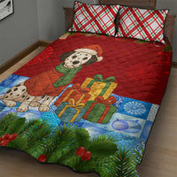 Croatia Christmas Quilt Bed Set with Dalmatian Dog Presents and Red Plaid Holiday - Wonder Print Shop