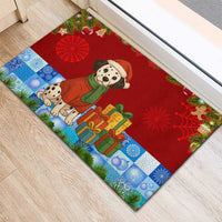 Croatia Christmas Rubber Doormat with Dalmatian Dog Presents and Red Plaid Holiday - Wonder Print Shop