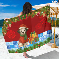 Croatia Christmas Sarong with Dalmatian Dog Presents and Red Plaid Holiday - Wonder Print Shop