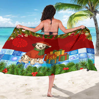 Croatia Christmas Sarong with Dalmatian Dog Presents and Red Plaid Holiday - Wonder Print Shop
