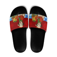Croatia Christmas Slide Sandals with Dalmatian Dog Presents and Red Plaid Holiday - Wonder Print Shop