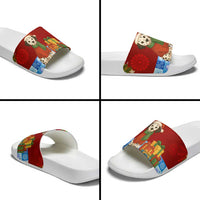Croatia Christmas Slide Sandals with Dalmatian Dog Presents and Red Plaid Holiday - Wonder Print Shop