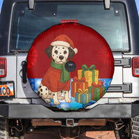 Croatia Christmas Spare Tire Cover with Dalmatian Dog Presents and Red Plaid Holiday - Wonder Print Shop