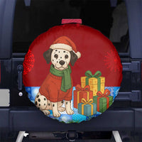 Croatia Christmas Spare Tire Cover with Dalmatian Dog Presents and Red Plaid Holiday - Wonder Print Shop