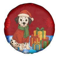 Croatia Christmas Spare Tire Cover with Dalmatian Dog Presents and Red Plaid Holiday - Wonder Print Shop