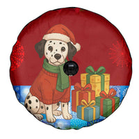Croatia Christmas Spare Tire Cover with Dalmatian Dog Presents and Red Plaid Holiday - Wonder Print Shop
