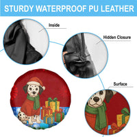 Croatia Christmas Spare Tire Cover with Dalmatian Dog Presents and Red Plaid Holiday - Wonder Print Shop