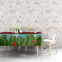 Croatia Christmas Tablecloth with Dalmatian Dog Presents and Red Plaid Holiday - Wonder Print Shop