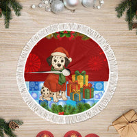 Croatia Christmas Tree Skirt with Dalmatian Dog Presents and Red Plaid Holiday - Wonder Print Shop