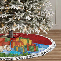 Croatia Christmas Tree Skirt with Dalmatian Dog Presents and Red Plaid Holiday - Wonder Print Shop