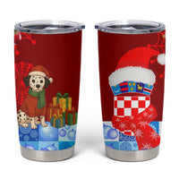 Croatia Christmas Tumbler Cup with Dalmatian Dog Presents and Red Plaid Holiday - Wonder Print Shop