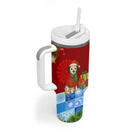 Croatia Christmas Tumbler With Handle with Dalmatian Dog Presents and Red Plaid Holiday - Wonder Print Shop