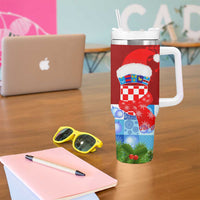 Croatia Christmas Tumbler With Handle with Dalmatian Dog Presents and Red Plaid Holiday - Wonder Print Shop