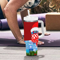 Croatia Christmas Tumbler With Handle with Dalmatian Dog Presents and Red Plaid Holiday - Wonder Print Shop