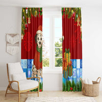 Croatia Christmas Window Curtain with Dalmatian Dog Presents and Red Plaid Holiday - Wonder Print Shop