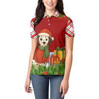 Croatia Christmas Women Polo Shirt with Dalmatian Dog Presents and Red Plaid Holiday - Wonder Print Shop
