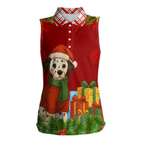 Croatia Christmas Women Sleeveless Polo Shirt with Dalmatian Dog Presents and Red Plaid Holiday - Wonder Print Shop