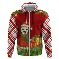 Croatia Christmas Zip Hoodie with Dalmatian Dog Presents and Red Plaid Holiday - Wonder Print Shop