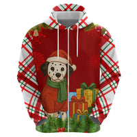 Croatia Christmas Zip Hoodie with Dalmatian Dog Presents and Red Plaid Holiday - Wonder Print Shop