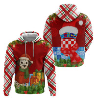 Croatia Christmas Zip Hoodie with Dalmatian Dog Presents and Red Plaid Holiday - Wonder Print Shop