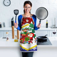 Croatia Christmas Apron with Santa Sleigh Presents and Red Checkered Crest - Wonder Print Shop
