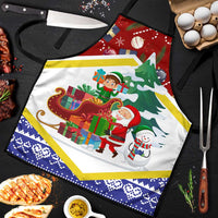 Croatia Christmas Apron with Santa Sleigh Presents and Red Checkered Crest - Wonder Print Shop