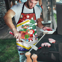 Croatia Christmas Apron with Santa Sleigh Presents and Red Checkered Crest - Wonder Print Shop