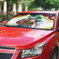 Croatia Christmas Auto Sun Shade with Santa Sleigh Presents and Red Checkered Crest - Wonder Print Shop