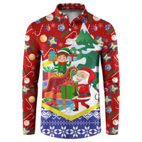 Croatia Christmas Button Sweatshirt with Santa Sleigh Presents and Red Checkered Crest - Wonder Print Shop